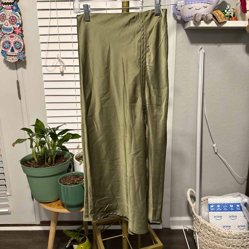 Forever 21 Olive Satin Skirt